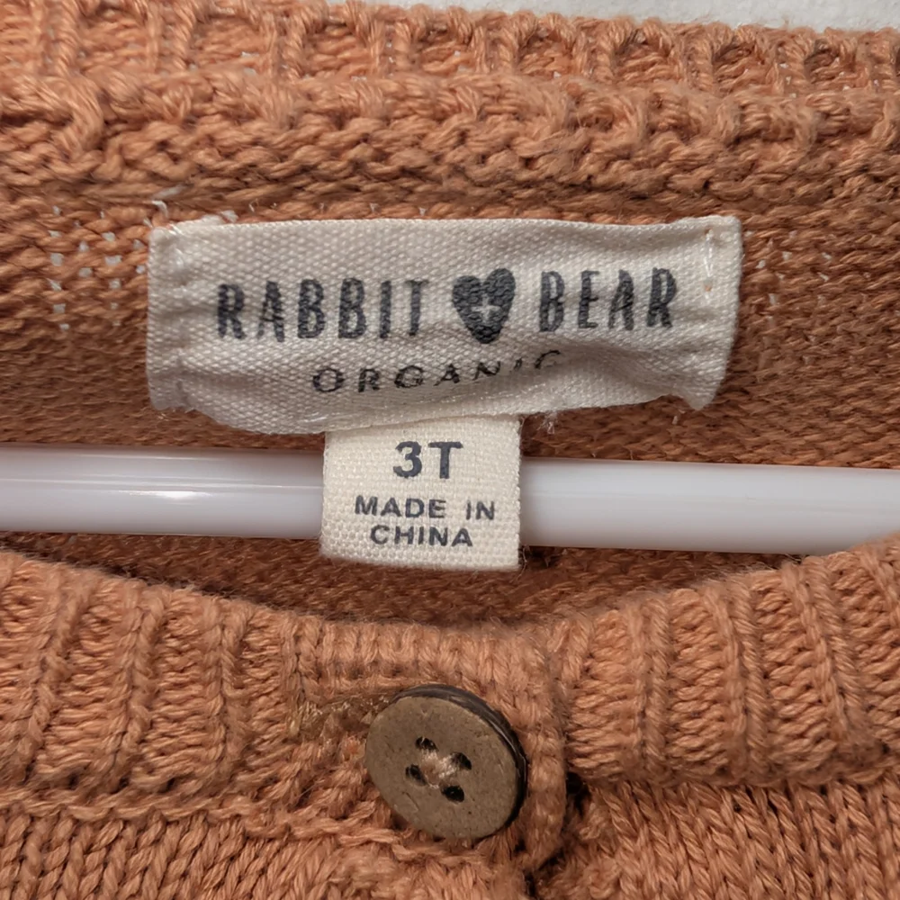 Rabbit + Bear Organic Cotton Floral Cardigan & Dress Bundle Girls 3T Orange Tan